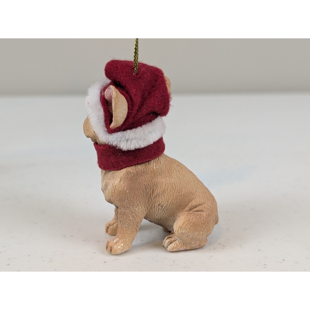 French Bulldog Dog Christmas Tree Ornament Santa Hat Scarf Resin Holiday NWT - Picture 4 of 7